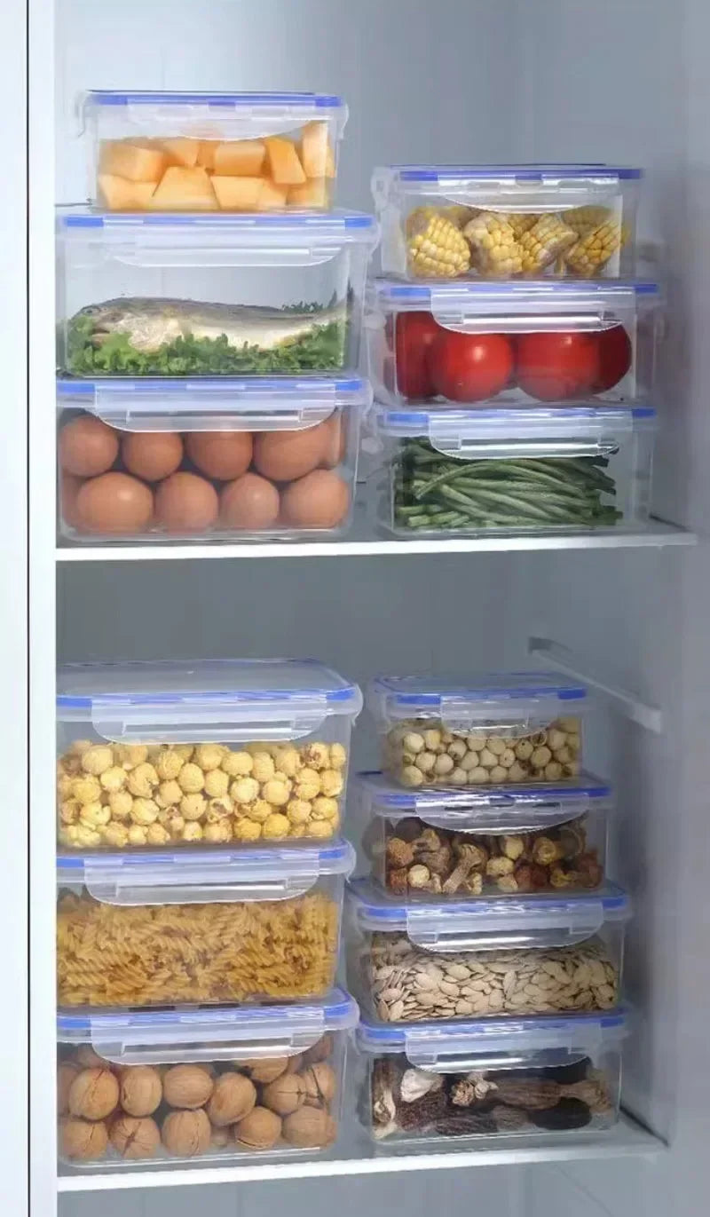 Kitchen Refrigerator Rectangular Sealed Refrigerator Storage Box with Lid Plastic Crisper Microwave-heated Lunch Box Storage Box