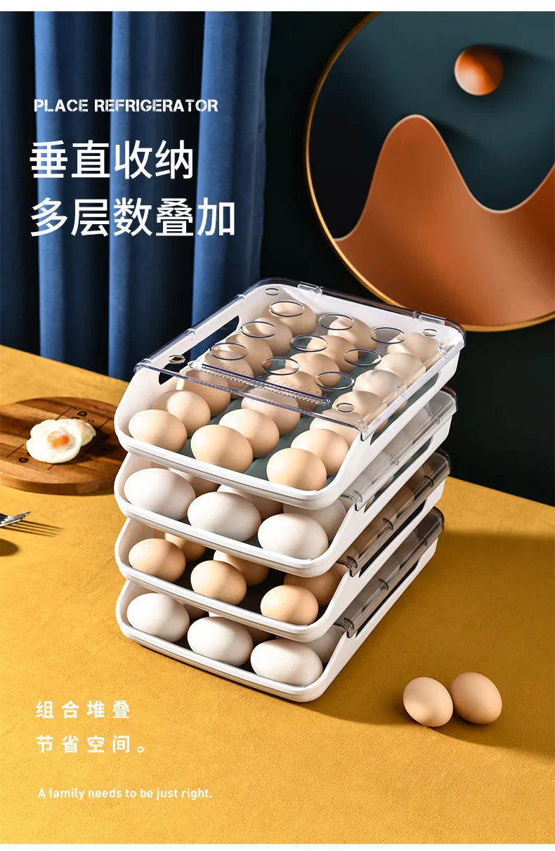 Refrigerator Egg Storage Box Kitchen Refrigerator Home Preservation Storage Box Plastic Stackable Egg Carton Multi-layer Tray