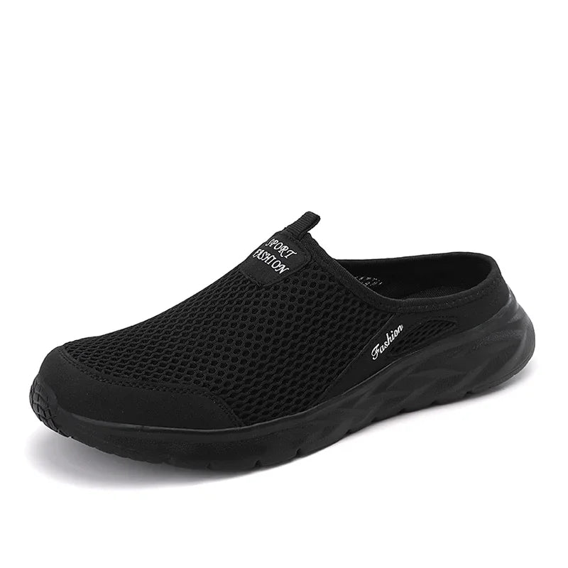 MAEDEF Half Slippers Outdoor High Quality Anti-slip Men Leisure Shoes Mesh Breathable Soft Comfortable Flat-bottomed Slippers