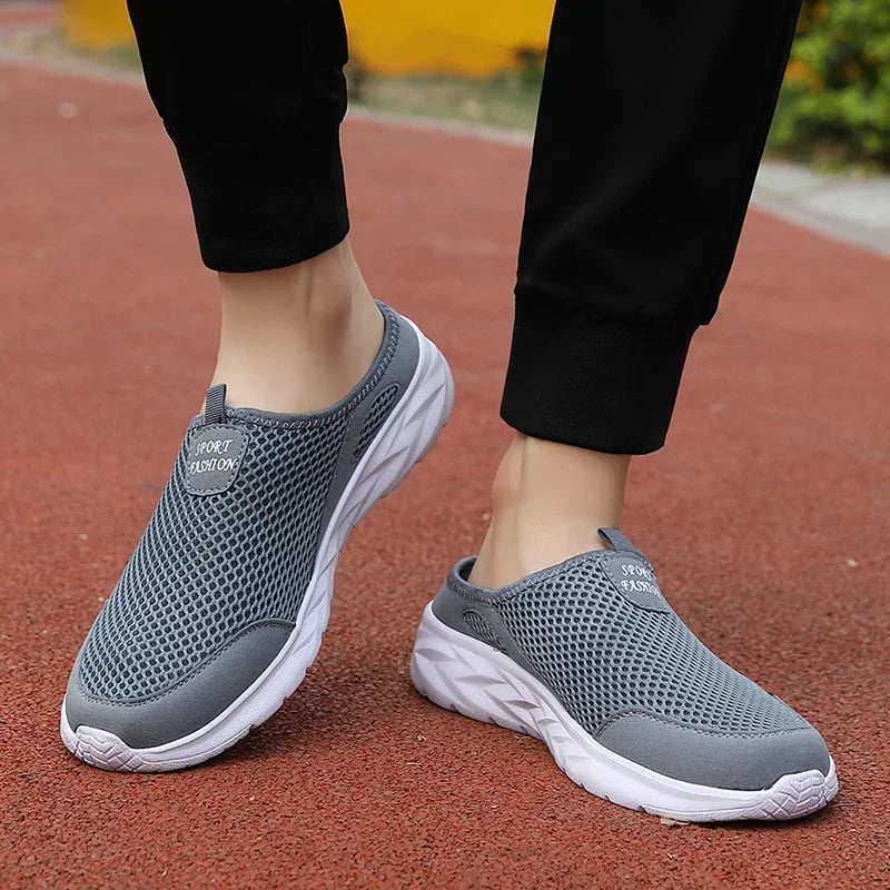 MAEDEF Half Slippers Outdoor High Quality Anti-slip Men Leisure Shoes Mesh Breathable Soft Comfortable Flat-bottomed Slippers