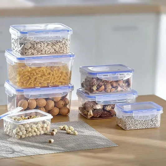 Kitchen Refrigerator Rectangular Sealed Refrigerator Storage Box with Lid Plastic Crisper Microwave-heated Lunch Box Storage Box