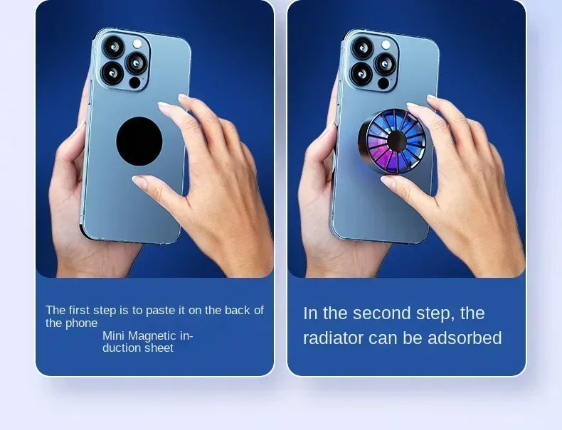 Phone Radiator RGB Light Air-cooled Light Weight Magnetic Low Noise Cooling Fan for Phone Tablet PUGB Genshin Game Fast Cooling