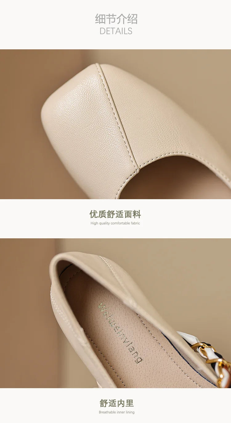 2023 spring and autumn women's shoes High heel Korean style fashion pearl design career and party wear Ladies Casual Mary Jane