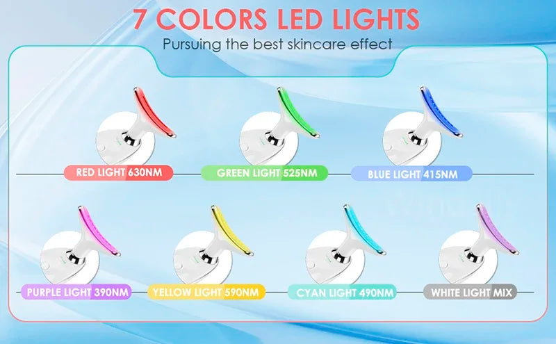 7 Colors Anti Wrinkle Facial Massager Neck Face Beauty Device Skin Tighten Lift Device