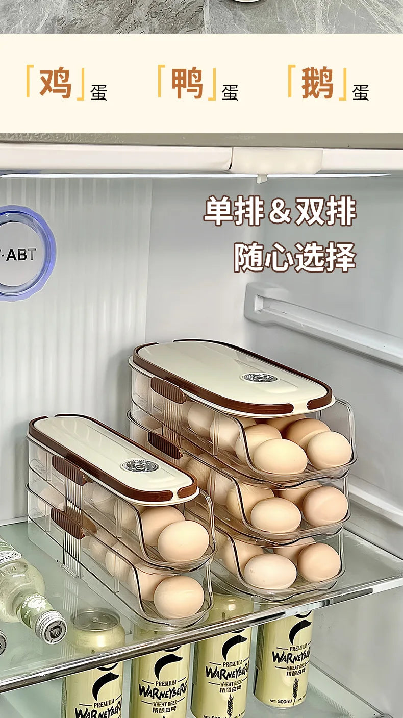Large-capacity automatic rolling egg organizer home kitchen special preservation egg holder