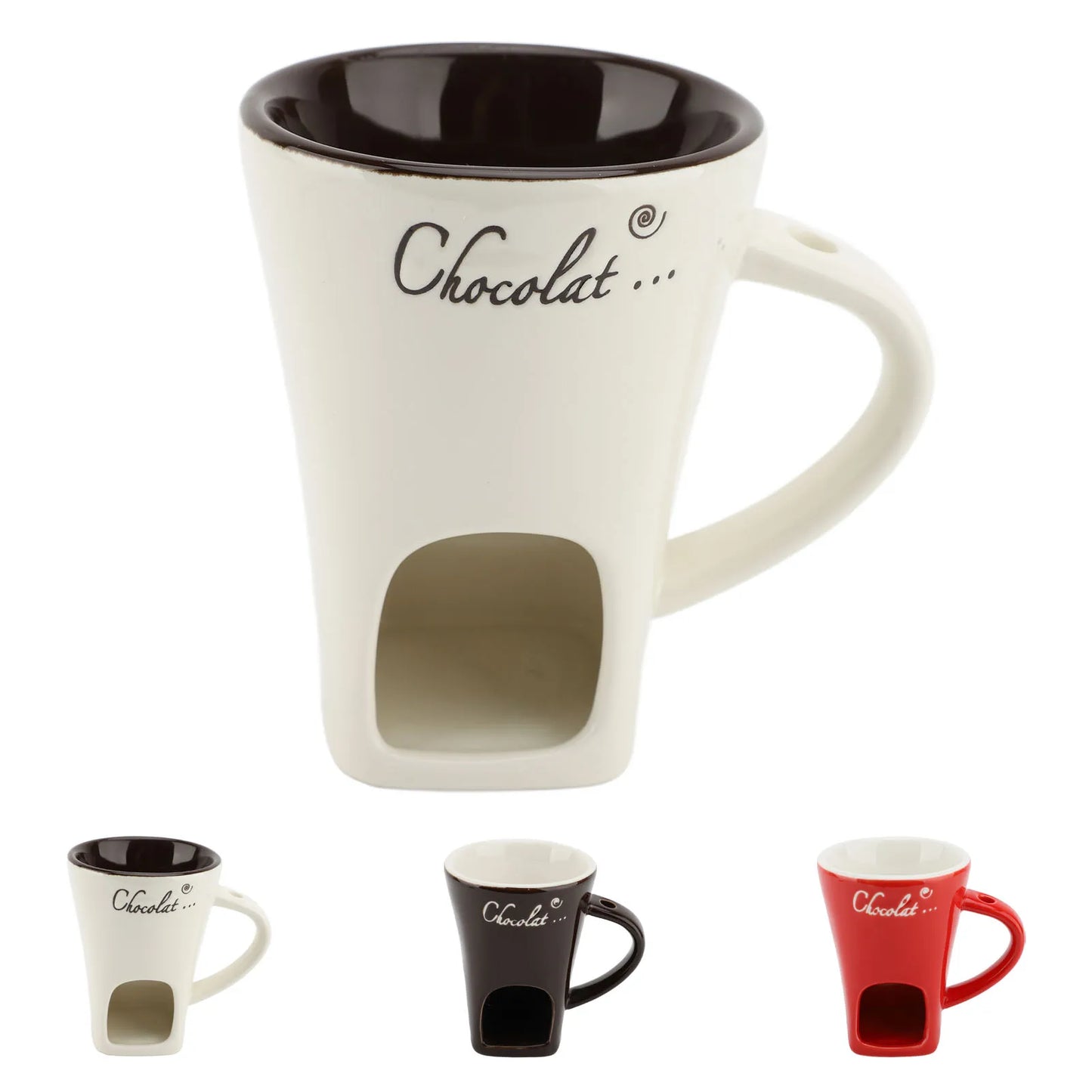 Chocolate Melting Fondue Mug Ceramic Butter Warmer Pot Chocolate Melting Supplies with Fork for Kitchen