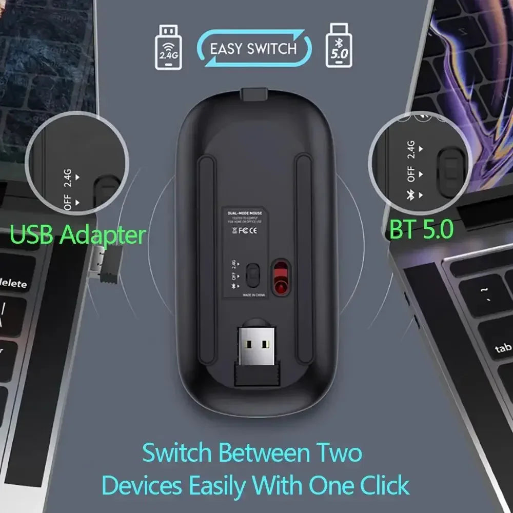 2025New Bluetooth Wireless Mouse USB Optical Rechargeable Mouse for Computer Laptop PC Macbook Gaming Mouse Gamer 2.4GHz 1600DPI