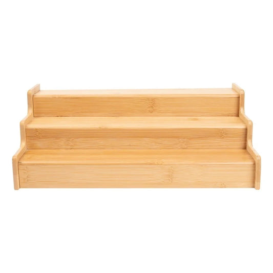 Expandable Bamboo Spice Rack Organizer 3-Tier Step Shelf Kitchen Pantry Cabinet Storage Multifunctional Display Storage