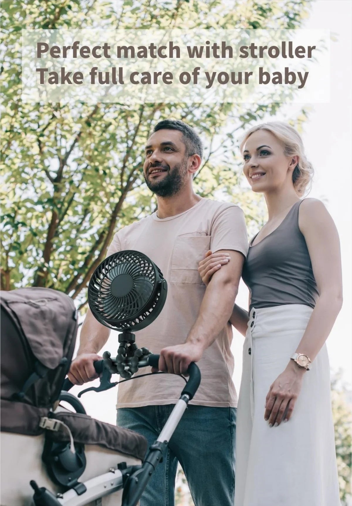 Baby 3 Speeds Stroller Mini Fan With Light Portable USB Charging Fan Mobile Phone Holder Stroller Accessories Baby Newborn Items