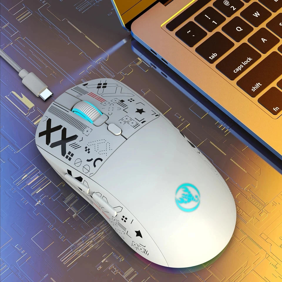 HXSJ T90  Thir-Mode wireless mouse (Wired+2.4G+BT) RGB Backlight 650mAh Gaming Mouse