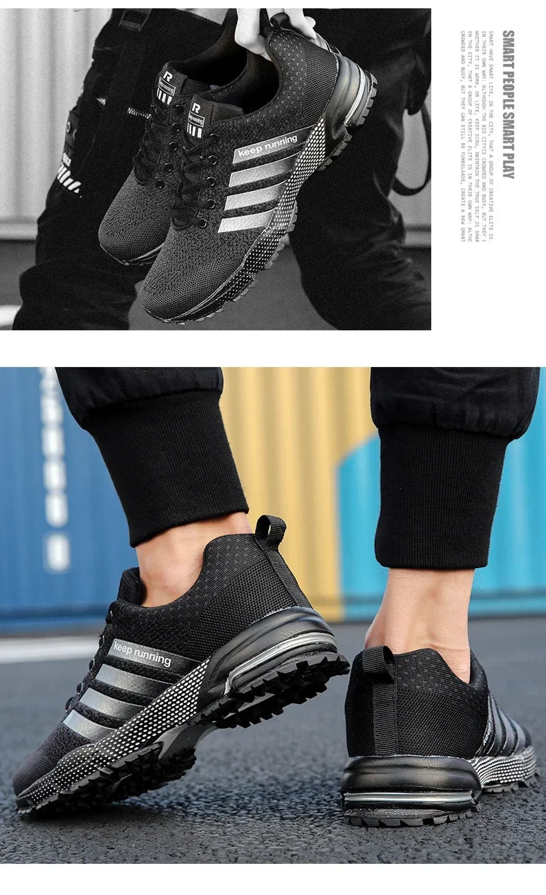 Men Sneakers Fashion Breathable Mesh Comfortable Black Sports Shoes Anti-Slip Outdoor Casual Running Mens Shoe Zapatillas Hombre