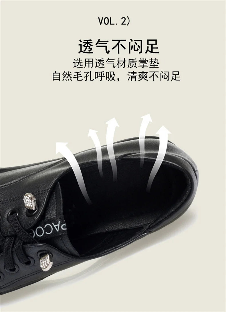 Spring Autumn New Fashion Women's Solid Thick Sole Flat Casual Breathable Walking Running Soft Leather Single Shoes Versatile