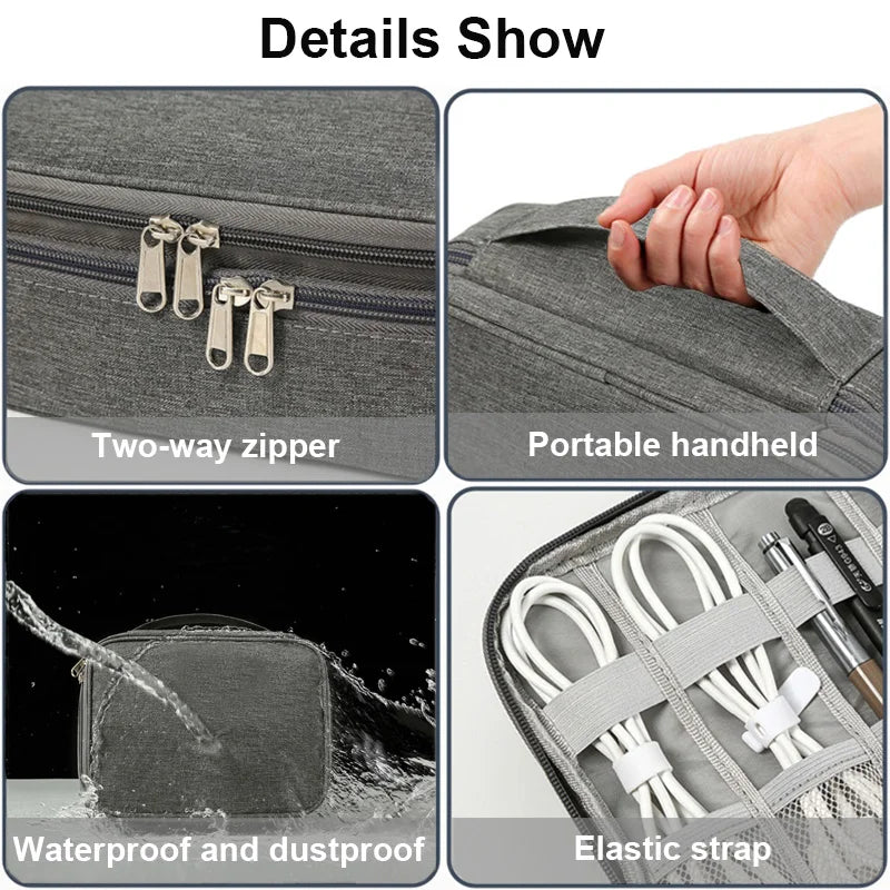 Travel Cable Bag Waterproof Digital USB Charger Storage Bag Portable Office Charging Line Wire Organizer Travel Cable Organizer