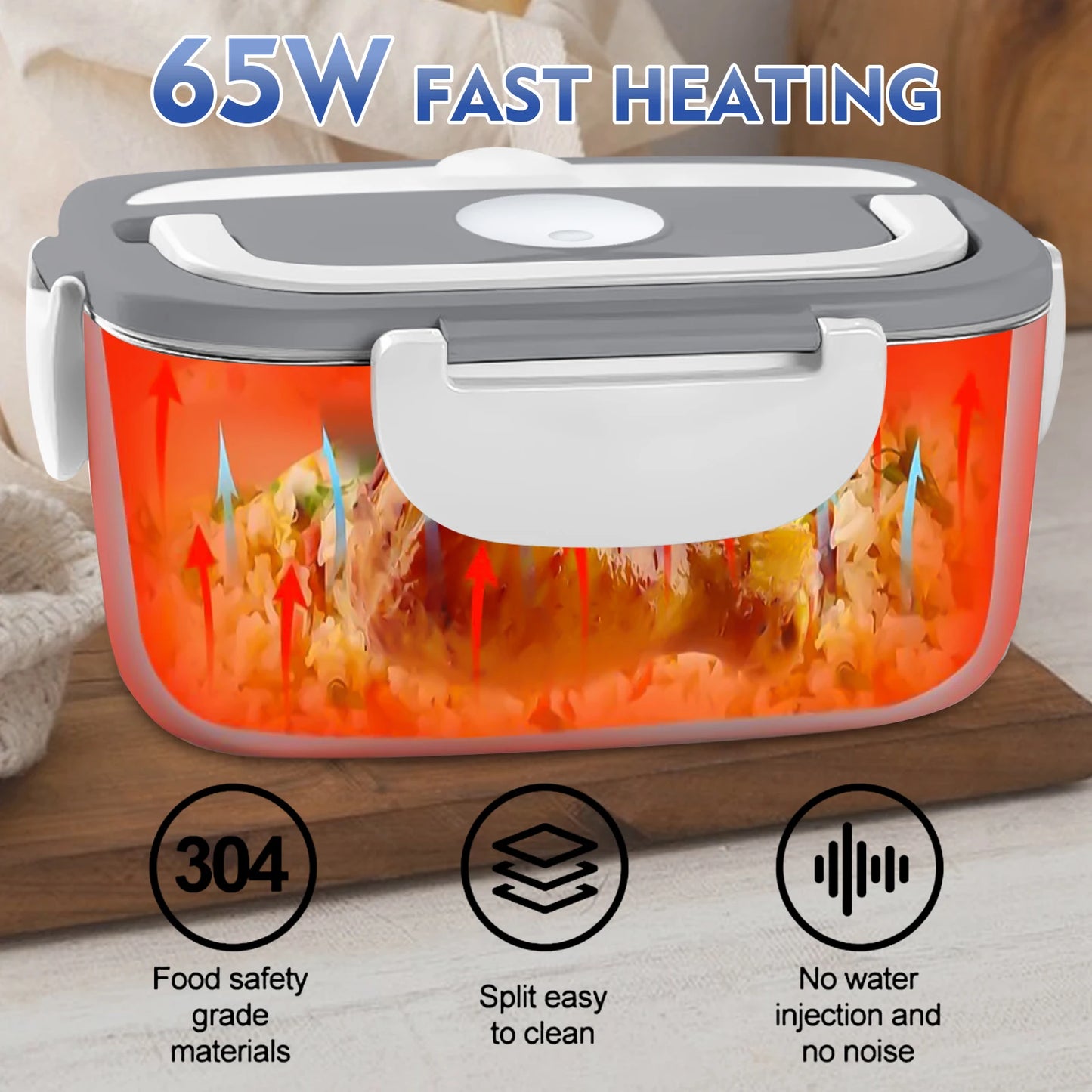 65W 1.5L Electric Lunch Box Food Warmer Portable Food Heater for Car Or Home - Leak Proof, Lunch Heating Microwave for Truckers