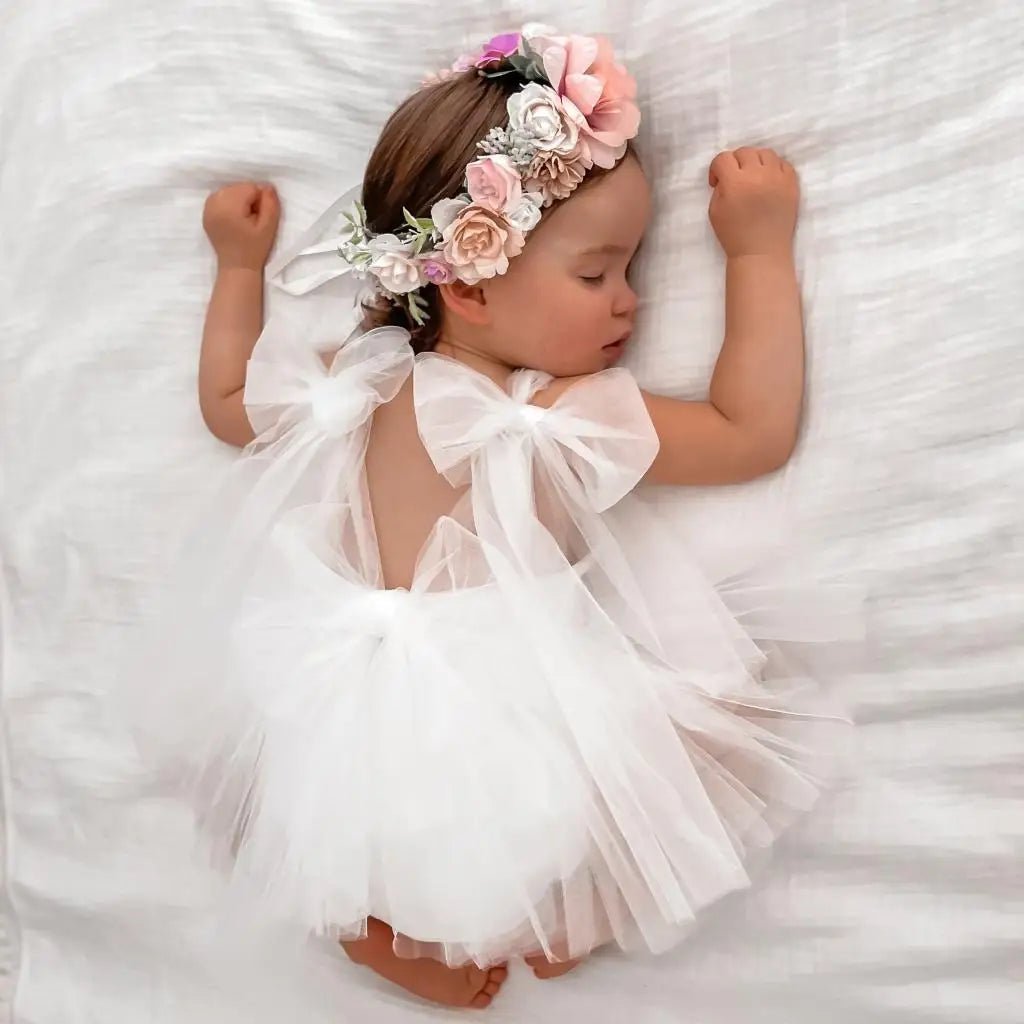Summer Baby Romper Set Lace Polka Dots Toddler Princess Dress  Infant Girls Bodysuit Baby Onesies 0-24 M