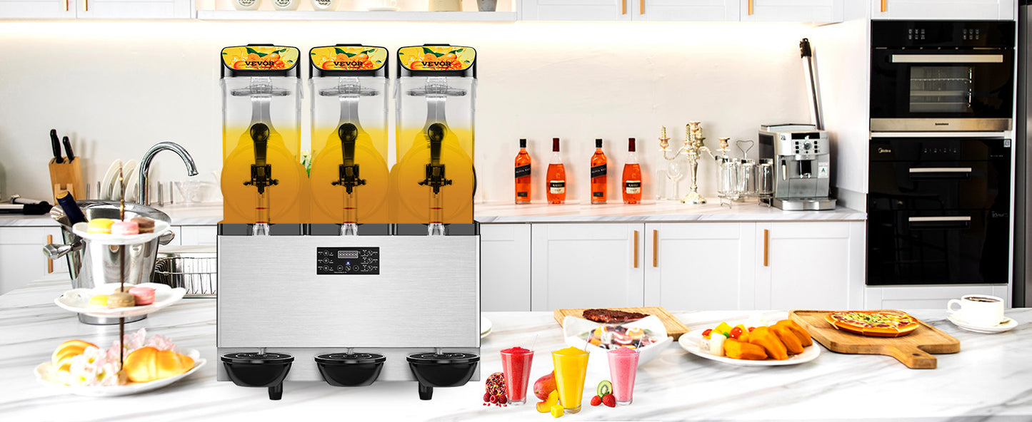 VEVOR 1/2/3 Tanks Commercial Ice-Cool Juice Smoothie Slush Maker Frozen Beverage Cold Drink Dispenser Vending Machine for Home
